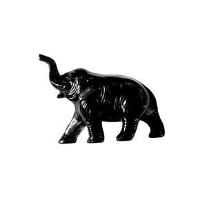 Vintage Black Plastic Elephant  With Trunk Up Figurine 4"